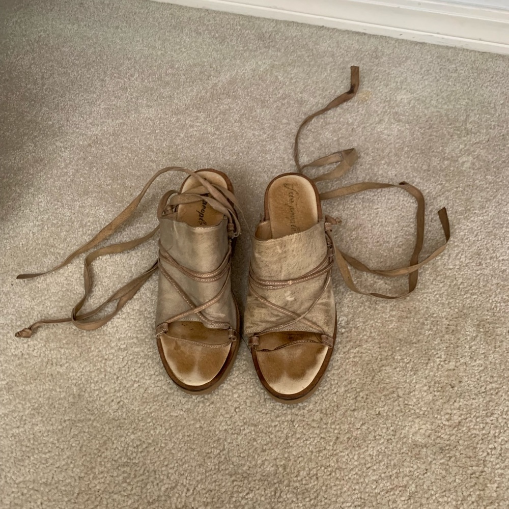 Leather free people wedges